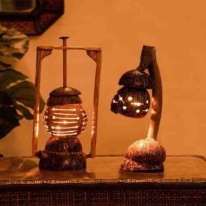handmade coconut shell lamp with night light