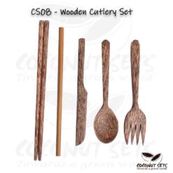 Wooden Cutlery Set Spoon Fork Knife Chopsticks Straw