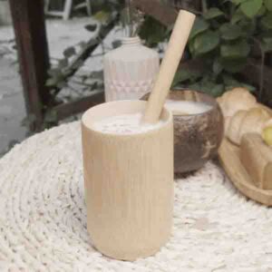 Bamboo cup and straw smoothie